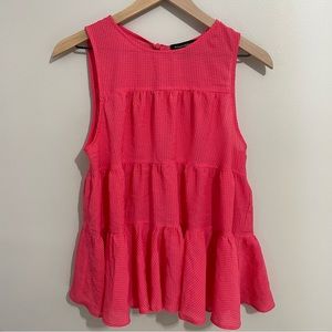 Banana Republic Pink Gingham Peplum Tank Top Sz S